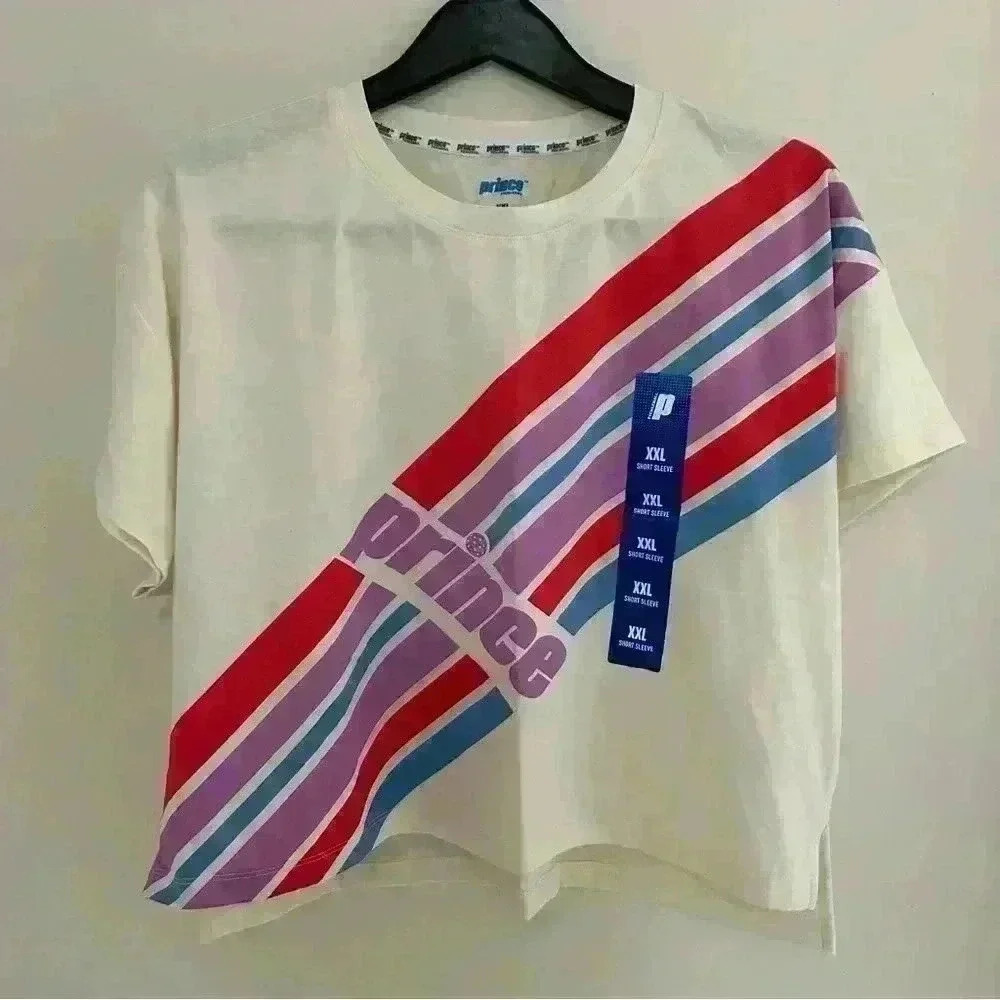 Prince Pickleball Women's Short Sleeve Cropped T-Shirt White Size XXL NWT